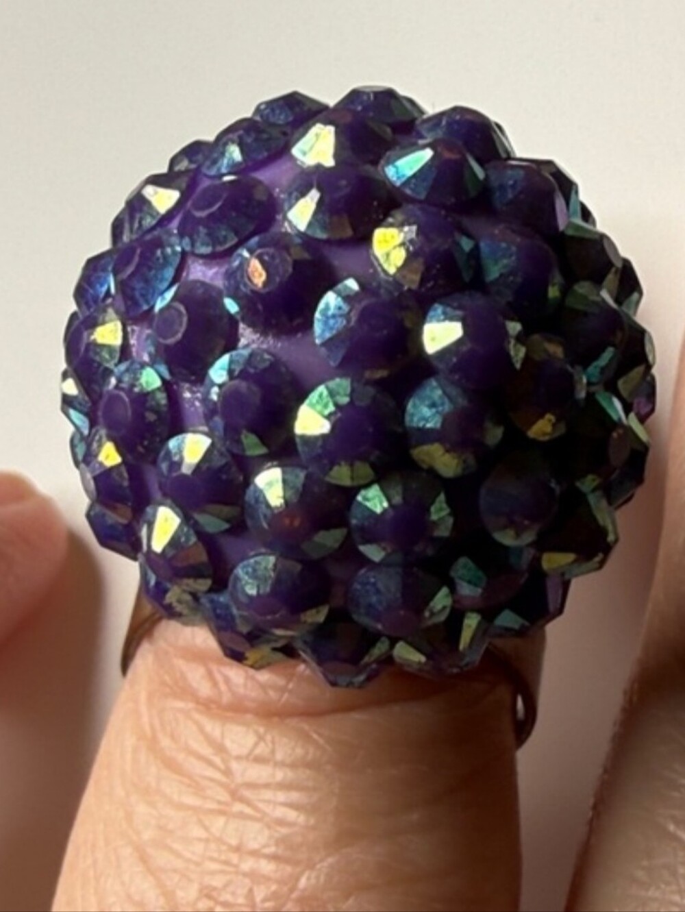 Purple Crystal Dome Statement Ring - Unbranded
